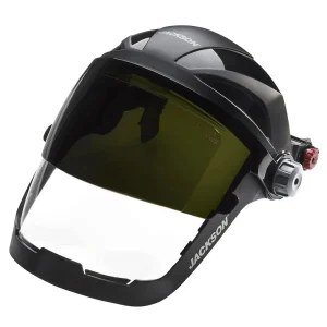 Jackson Safety 14235 Quad™ 500 Series Face Shield – Universal Adapter – Polycarbonate – Clear – Anti-Fog – Flip-up Shade 5 IR Visor