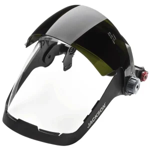Jackson Safety 14235 Quad™ 500 Series Face Shield – Universal Adapter – Polycarbonate – Clear – Anti-Fog – Flip-up Shade 5 IR Visor