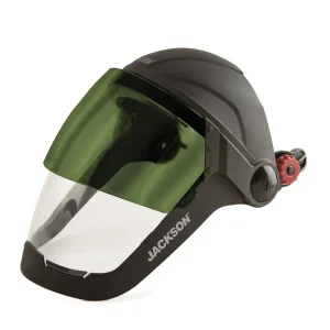 Jackson Safety 14238 Quad™ 500 Series Face Shield – Universal Adapter – Polycarbonate – Clear – Anti-Fog – Flip-up Shade 8 IR Visor