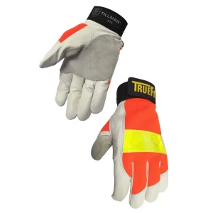 Tillman 1471 Hi-Vis Orange Back with 3M Reflective Strip Goatskin Palm TrueFit Gloves (1 Pair)