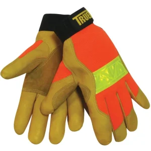 Tillman 1476 Gold Cowhide Palm and Hi-Vis Orange with Reflective Back TrueFit Gloves (1 Pair)