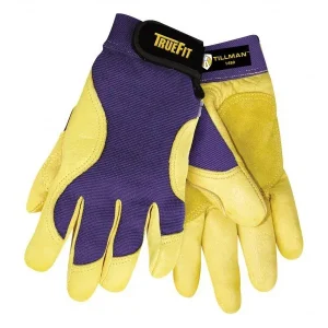 Tillman 1480 Gold Top Grain Deerskin Palm and Blue Spandex Back TrueFit Gloves (1 Pair)