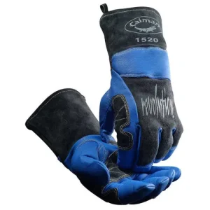 Blue & Charcoal Goat Grain Welding Gloves, Kontour™, Arched Wrist, Wool Insulated, Reinforced Palm, Index & Side