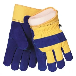 Tillman 1568 ColdBlock Blue and Yellow Select Cowhide/Canvas Winter Gloves (1 Pair)