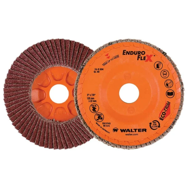 Walter 15R504 5″ x 7/8″ 40 Grit Enduro-Flex Flap Discs