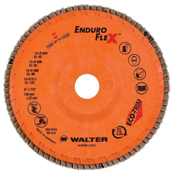 Walter 15R606 6″ x 7/8″ 60 Grit Enduro-Flex Flap Disc