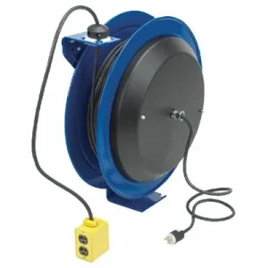 Coxreels PC13-5012-B PC13 Series Power Cord Reels, 12/3 AWG, 20 A, 50 ft, Quad Industrial Receptacle (1 EA)