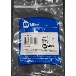 MILLER 186408 GAS NIPPLE, 2/PACK