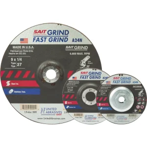 SAIT 20015 A24N Fast Grinding Wheel 4″ x 1/4″ x 5/8″ (Type 27/Depressed Center), 25-Pack