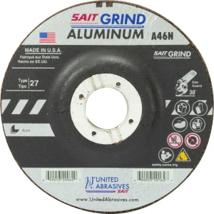 SAIT 20018 A46N Aluminum Grinding Wheel (Type 27/Depressed Center) 4″ x 1/4″ x 5/8″, 25-Pack
