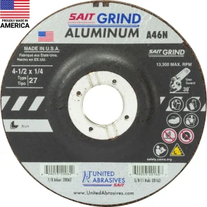 SAIT 20062 A46N Aluminum Grinding Wheel (Type 27/Depressed Center) 4 1/2″ x 1/4″ x 7/8″, 25-Pack