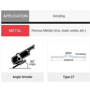 SAIT 20090 A24R General Purpose/Long Life Grinding Wheel (Type 27/Depressed Center) 9″ x 1/4″ x 7/8″, 25-Pack