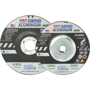 SAIT 20162 A46N Aluminum Grinding Wheel (Type 27/Depressed Center) 4 1/2″ x 1/4″ x 5/8-11″, 10-Pack