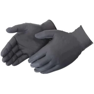 Liberty Safety 2016BK BLACK NITRILE DISPOSABLE GLOVES, 2XL, 100/BOX