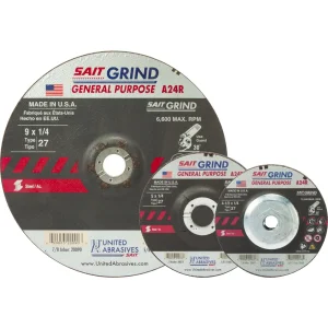 SAIT 20173 A24R General Purpose/Long Life Grinding Wheel [Type 27/Depressed Center] 5″ x 1/4″ x 5/8-11″, 10-Pack