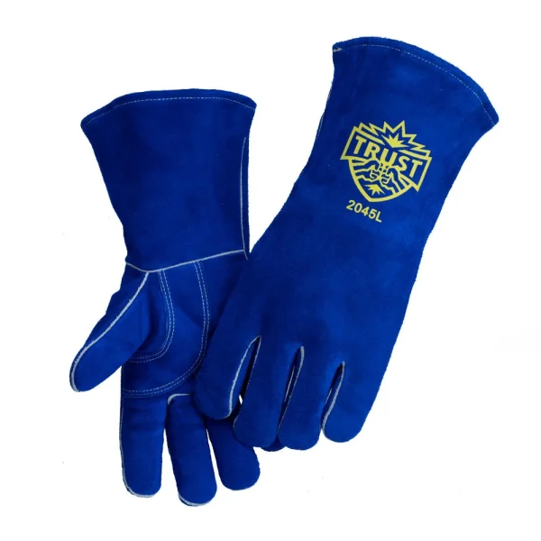 TRUST 2045L BASIC WELDING GLOVES LARGE, BLUE SHOULDER SPILT COWHIDE LEATHER, 6/PACK