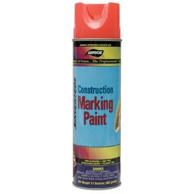 Aervoe 88193002476 Construction Marking Paints, 20 oz Aerosol can, Fluorescent Orange (12 Cans)