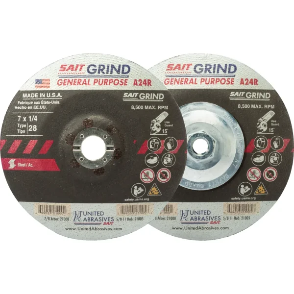 SAIT 21015 A24R General Purpose/Long Life Grinding Wheel (Type 28/Saucer Shaped) 9″ x 1/4″ x 5/8-11″, 10-Pack