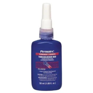 Permatex 26250 Permanent Strength Red Threadlockers, 50 mL, 1 in Thread, Red (1 Tube)