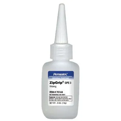 Permatex 70144 ZipGrip GPE 3 Cyanoacrylate Adhesives, 5 oz Bottle, Clear (1 EA)