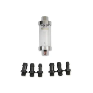 Mr. Gasket Clearview Inline Fuel Filter – w/ Hose Barb Fittings – 10 PSI Max 9706