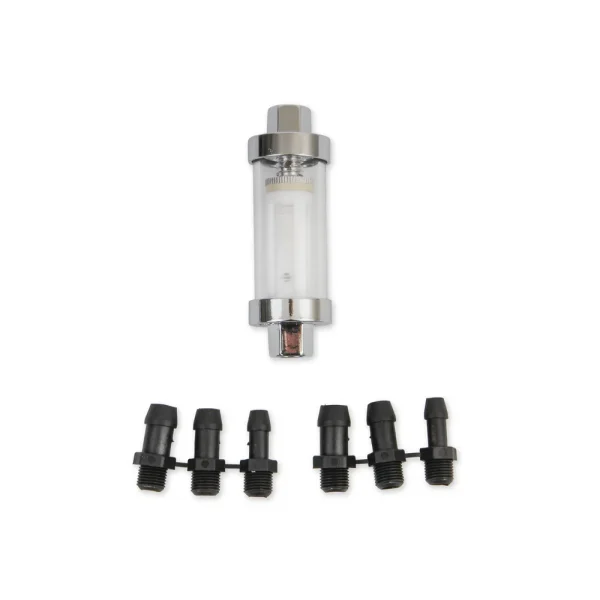 Mr. Gasket Clearview Inline Fuel Filter – w/ Hose Barb Fittings – 10 PSI Max 9706