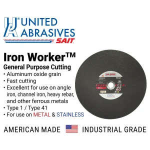 SAIT 24051 Iron Worker™ General Purpose Chop Saw Wheels 14″ x 3/32″ x 1″, 10 Pack