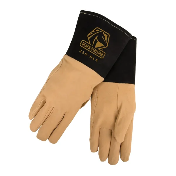Black Stallion 25DL-BLK Premium Deerskin TIG Glove, LARGE