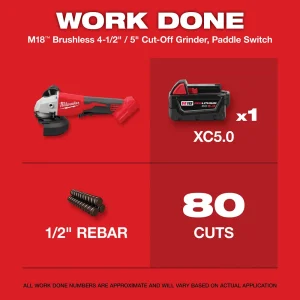 MILWAUKEE® TOOL 2686-20 M18™ Brushless 4-1/2″ / 5″ Cut-Off Grinder, Paddle Switch