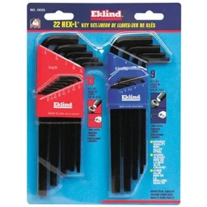 Eklind Tool 10222 22 pc. Hex-L® Combo Set Inch & Metric Sizes|22 Piece Long L-Wrench Hex Key Set Inch & Metric (1 Set)