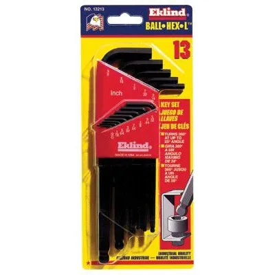 Eklind Tool 13213 13 Piece Black Oxide Hex Ball Tip Ball-Hex-L Key Inch Size Set (1 Set)