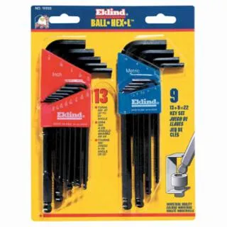 Eklind Tool 13222 22 Piece Black Oxide Long Series Ball-Hex-L Key Inch/Metric Size Set (1 Set)