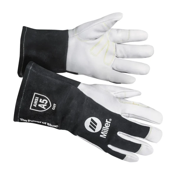 MILLER 290413 MIG GLOVES, BLACK/WHITE, CUT-RESISTANT, MEDIUM