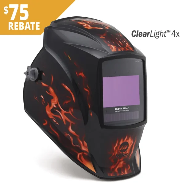MILLER 296772 DIGITAL ELITE HELMET CLEARLIGHT 4X, INFERNO