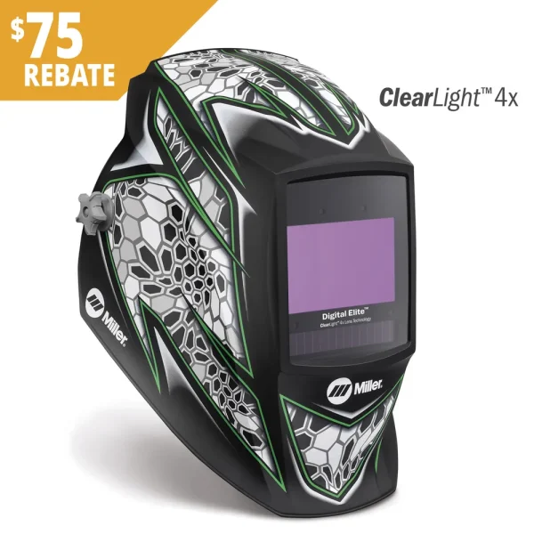 MILLER 296773 DIGITAL ELITE HELMET CLEARLIGHT 4X, RAPTOR