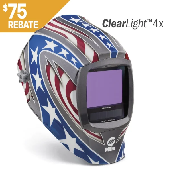 MILLER 296780 DIGITAL INFINITY HELMET CLEARLIGHT 4X, STARS STRIPES