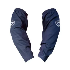 Flame Resistant Cotton Welding Sleeves, Elastic Bicep W/ Snap Wrists, Navy Blue