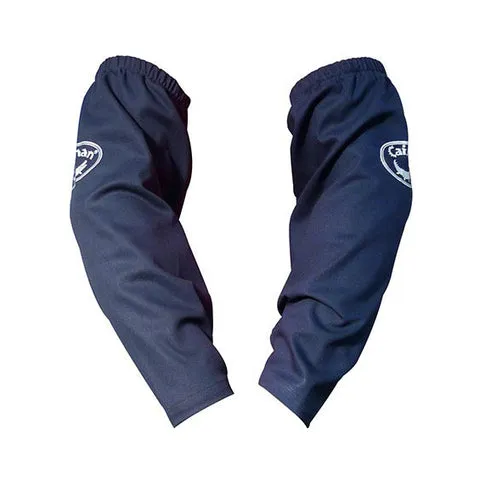 Flame Resistant Cotton Welding Sleeves, Elastic Bicep W/ Snap Wrists, Navy Blue
