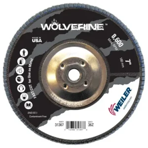 Weiler Wolverine Flap Disc – 7″ Type 29 w/Hub 36 Grit 31367