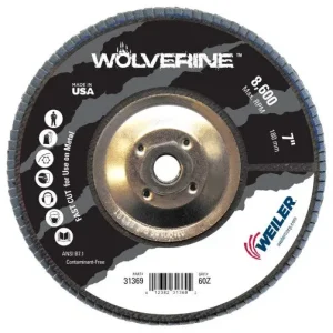 Weiler Wolverine Flap Disc – 7″ Type 29 w/Hub 60 Grit 31369