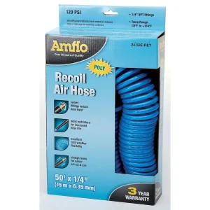 Amflo 1/4 Inch x 50′ with Pigtails – 1/4 Inch Male Swivels & Bend Res