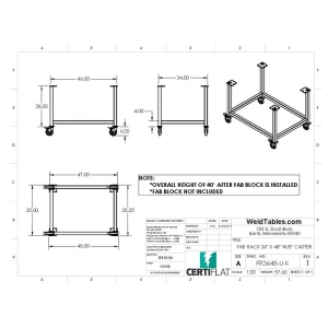 Certiflat 36 InchX42 Inch FabRack with Casters for FabBlock