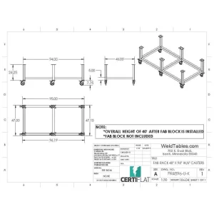 Certiflat 48 InchX96 Inch FabRack with Casters for FabBlock