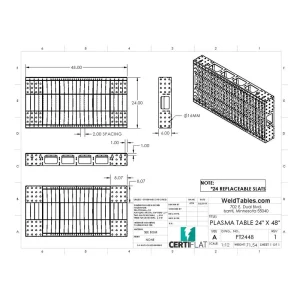 CertiFlat 24 InchX48 Inch Heavy Duty Plasma Table Top