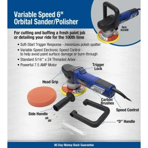 Eastwood Variable Speed 6 Inch Orbital Sander Polisher