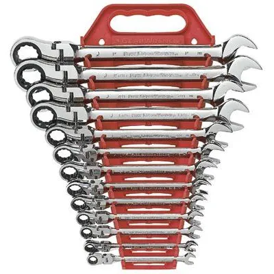 GearWrench 9702D 13-Piece Flexible Combination Ratcheting Wrench Set, Inch (1 Set)
