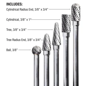 Fairmount 5 Piece Long Shaft Carbide Burr Set