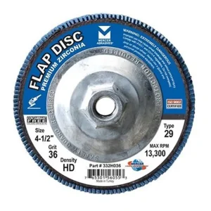 Mercer Abrasives 332H036 4-1/2″ x 5/8″-11 Type 29 Zirconia High Density Flap Discs, 10/BOX