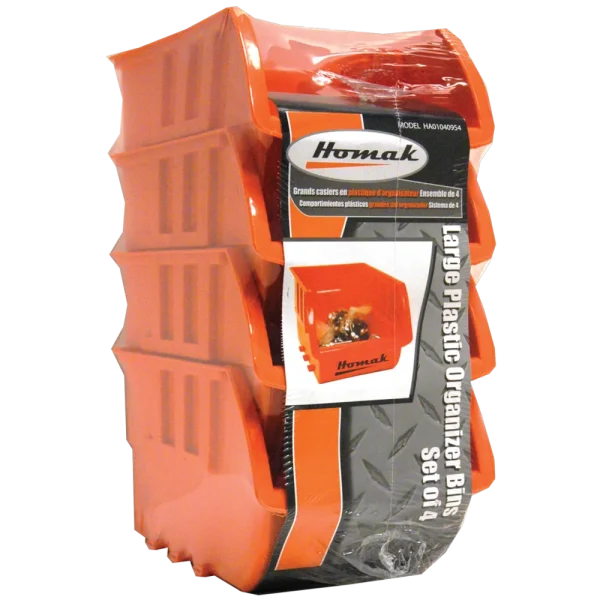Homak Large Plastic Bins Set of 4 HA01040954