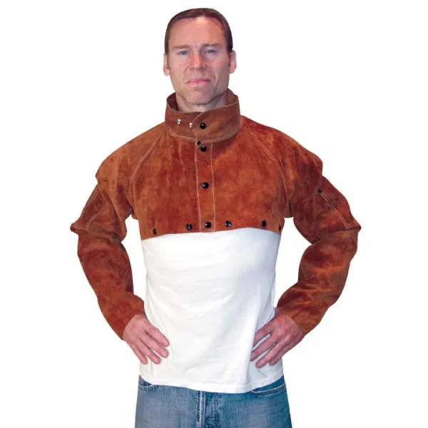 Tillman 3821-20 Premium Dark Brown Side Split Cowhide Leather Cape Sleeve with 20″ Bib (1 Each)